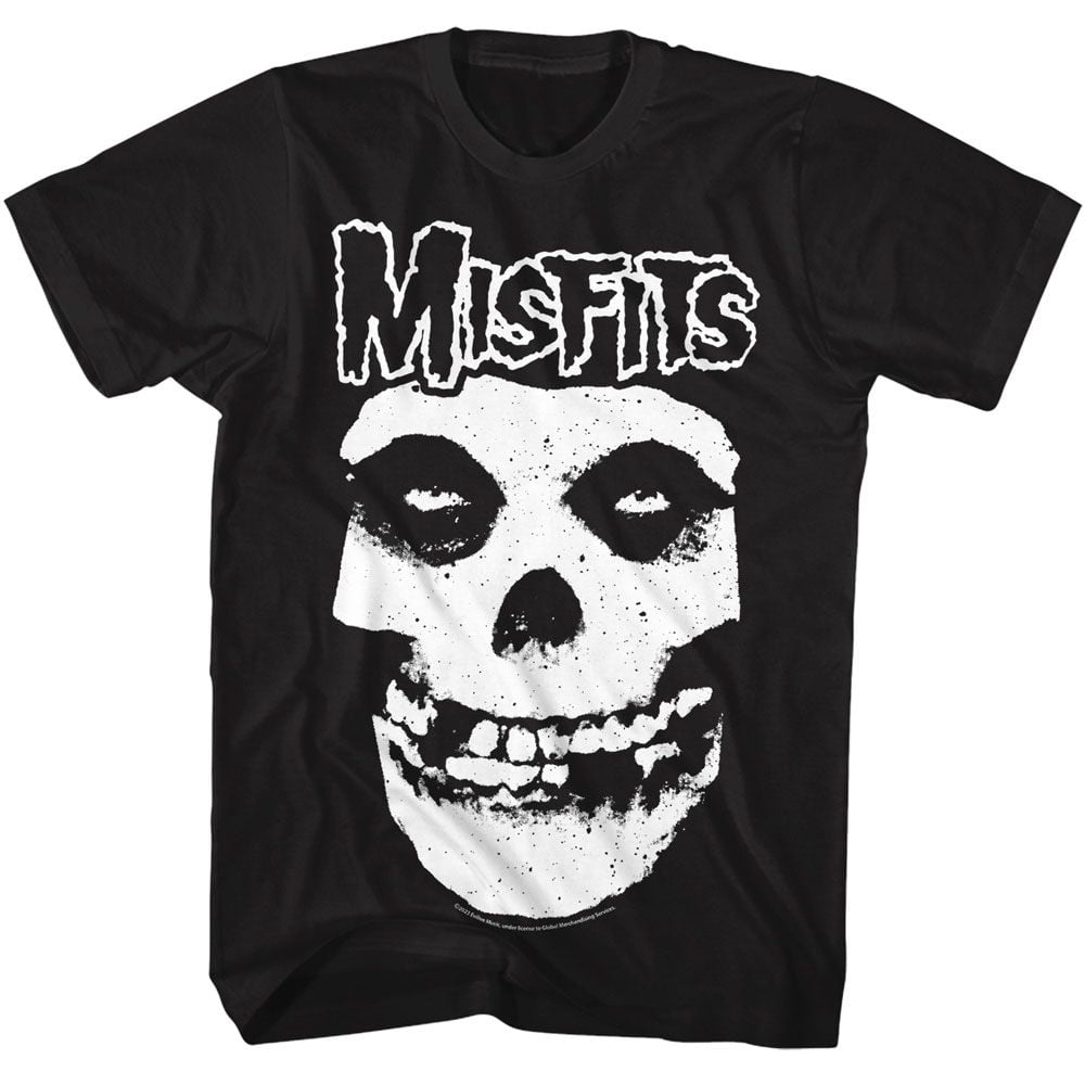 Misfits Logo Outline Skull Black Adult T-Shirt Lt