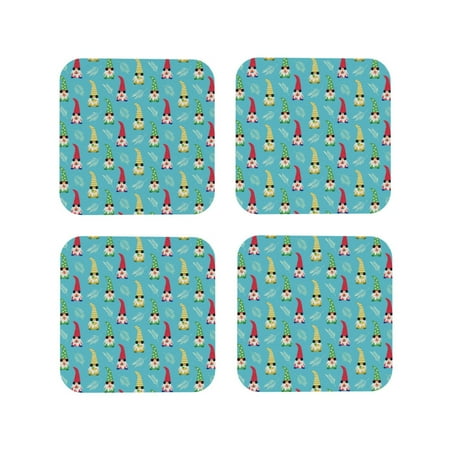 

Fuzoiu Gnomes Holding Fruits Print Leather Coasters Set Drink Coasters Set of 4 for Tabletop Protection Durable PVC Coasters Home Décor and Housewarming Gift-Square