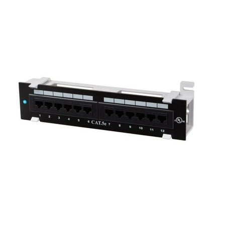 Cat 5e Mini 12-Port Patch Panel with 89D Mounting Bracket