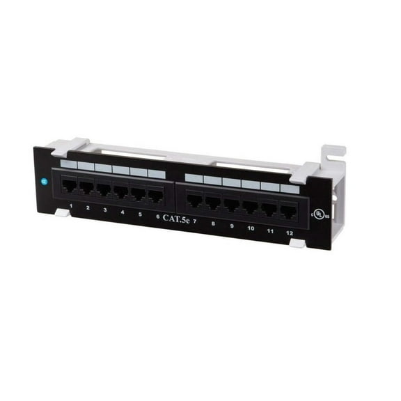 Cat 5e Mini 12-Port Patch Panel with 89D Mounting Bracket