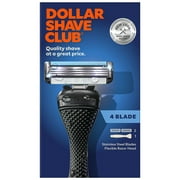 Dollar Shave Club Men's Razor 4-Blade Razor Starter Set 1 handle, 2x 4-blade razor blade refills