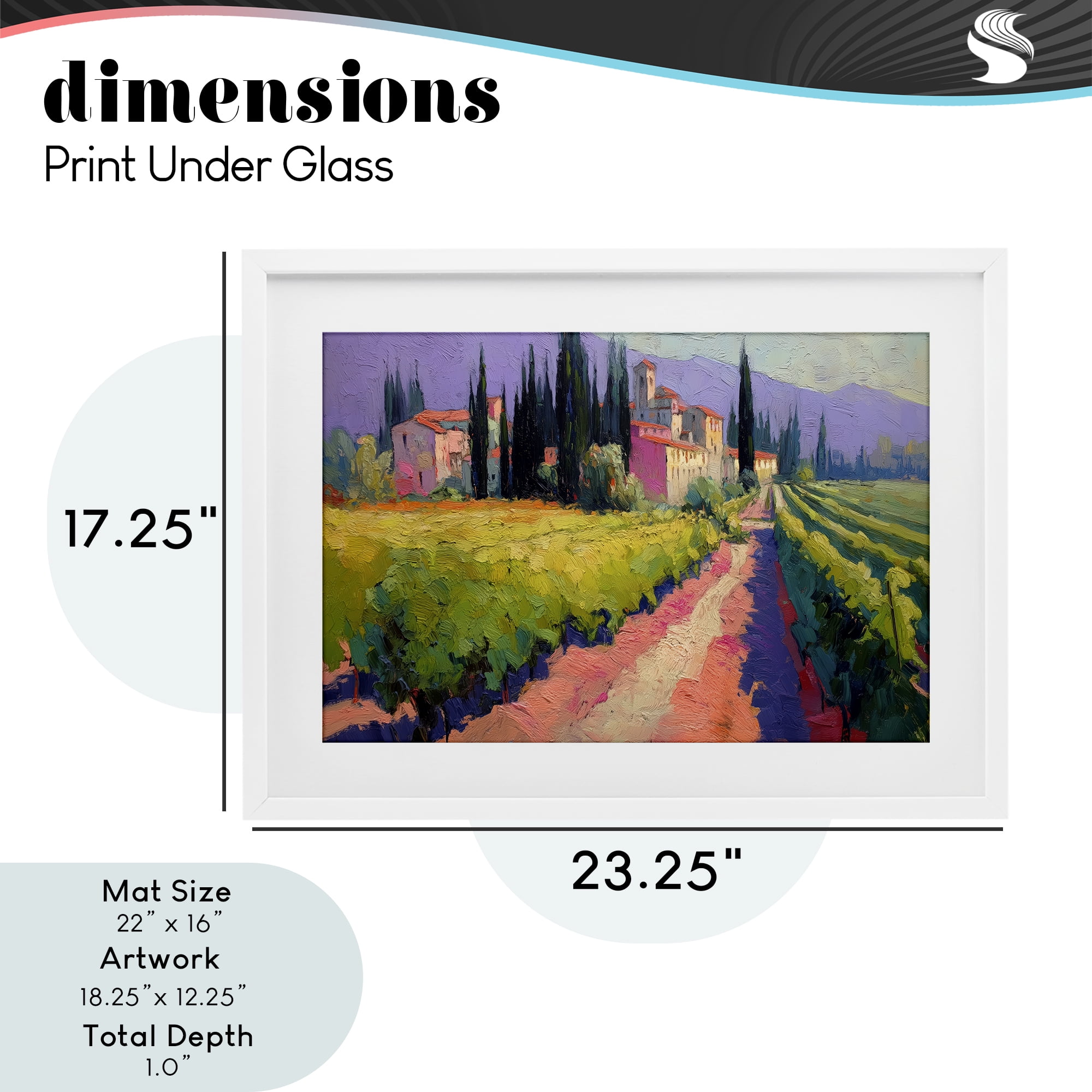 Purple Mountains Village White Framed Print Under Glass, design by Annabelle Hall