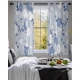 thumbnail image 3 of Blue White Floral Sheer Curtains 45 Inch Length 2 Panels Set for Living Room/Bedroom, Spring Botanical Leaves Farmhouse Kitchen Curtains Grommet Semi-Sheer Curtains Drapes Window Treatments 42"x45"x2, 3 of 7