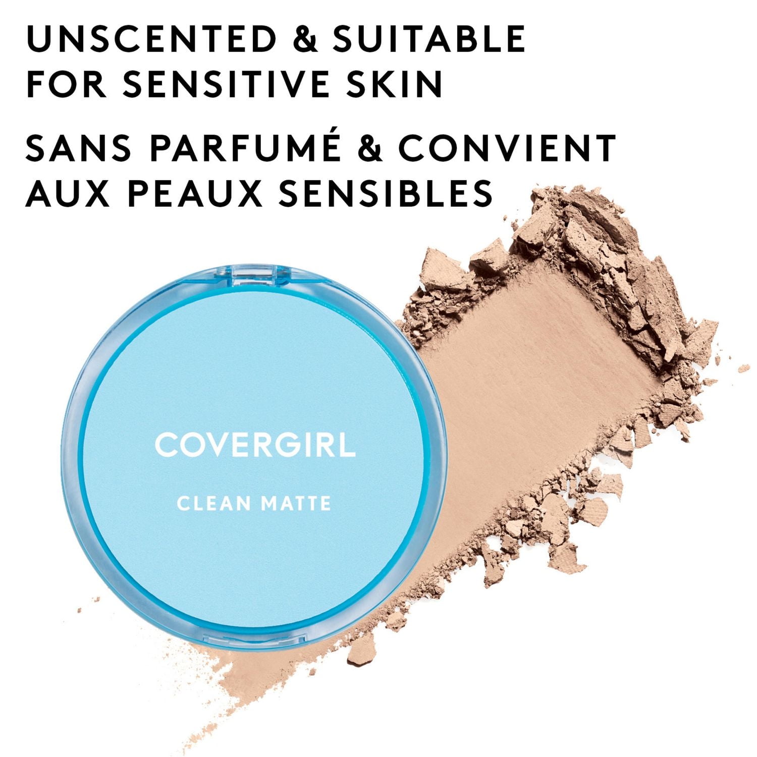 COVERGIRL Clean Matte Pressed Powder, Smooth Matte Finish, Lightweight, Shine-Free Skin, Oil-Free Formula, 100% Cruelty-Free, Clean Pressed Powder