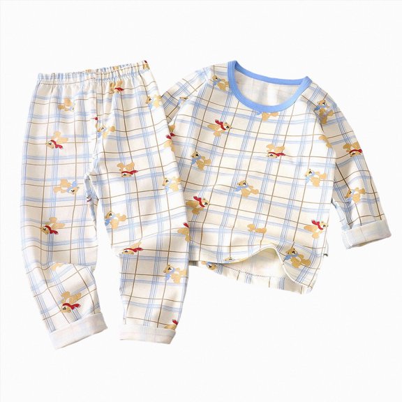UAYOTSE Boys Stylish Long Sleeve Sleepwear Set, Cute Printed Top and Pants Two Piece Loungewear Suit Size 6-12 Months