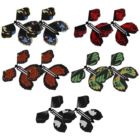 10 Pieces Magic Flying Butterfly Rubber Band Powered Butterfly Wind Up Toy