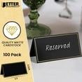 thumbnail image 2 of 100 Pack Gold Metallic Border Place Cards, 2 x 3.5 in, Folded Table Tent Cards for Weddings, Dinner Parties, Buffet Banquets, by Better Office Products (Black), 2 of 5