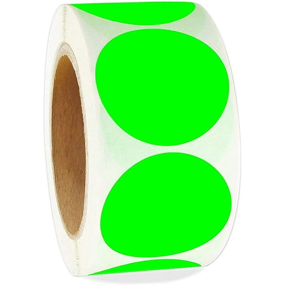 2 Inch Color-Code Labels Round Circle Stickers for Color Coding - Fluorescent Green Inventory Labels Moving Stickers for Labeling Warehouse Classroom Office Food Service and Medical 500 Pcs