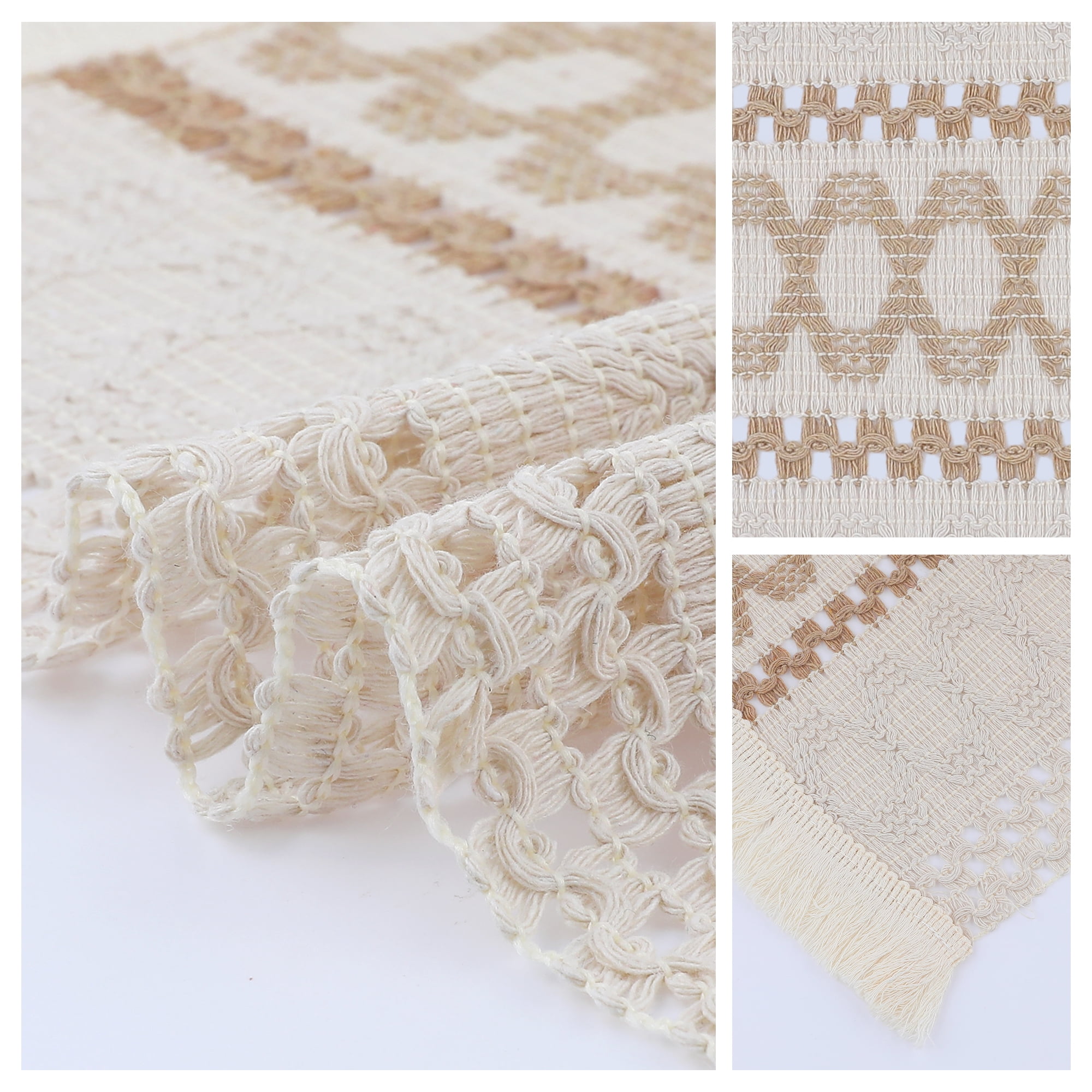 Unique Bargains Set of 4 Farmhouse Placemats for Dining Table Decor White-Brown