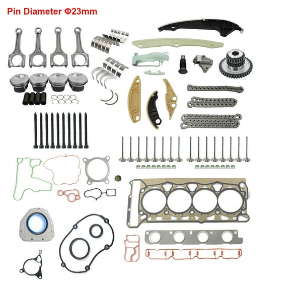 Fits 2.0 TFSI Audi Volkswagen Jetta CDNC CFKA CPMA CPMB CHJA CESA CETA Pistons & Timing Gasket Kit