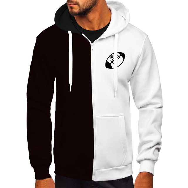 LOVZFMLL Vestes pour Hommes à Capuche Imprimé Bloc de Couleur Ample à Manches Longues Veste Décontractée à Capuche