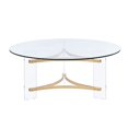 thumbnail image 3 of ACME Table Basse Ron Sosi en Verre Trempé Clair et Doré, 3 of 5