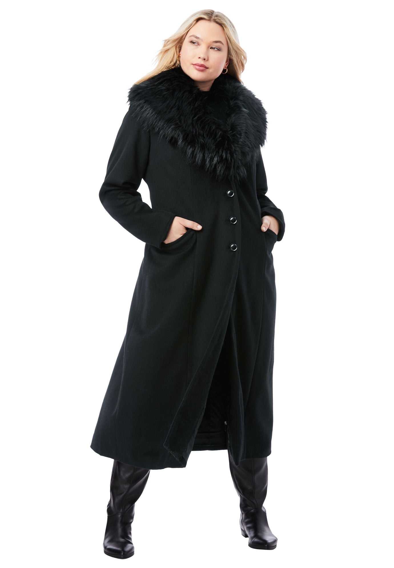 women's plus size long wool coats