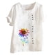 thumbnail image 1 of Mujeres Casual Algodón y Lino Top Impreso Manga Corta Botón Túnica Camiseta Blusa Tops Fridja  nalpqowj29331, 1 of 5