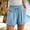 Blue, variant on PWPSG Womens Elastic Waist Pleated Casual Shorts, Drawstring Waist with Rolled Cuffs, Relaxed Silhouette for Everyday Outfits Black XXXL