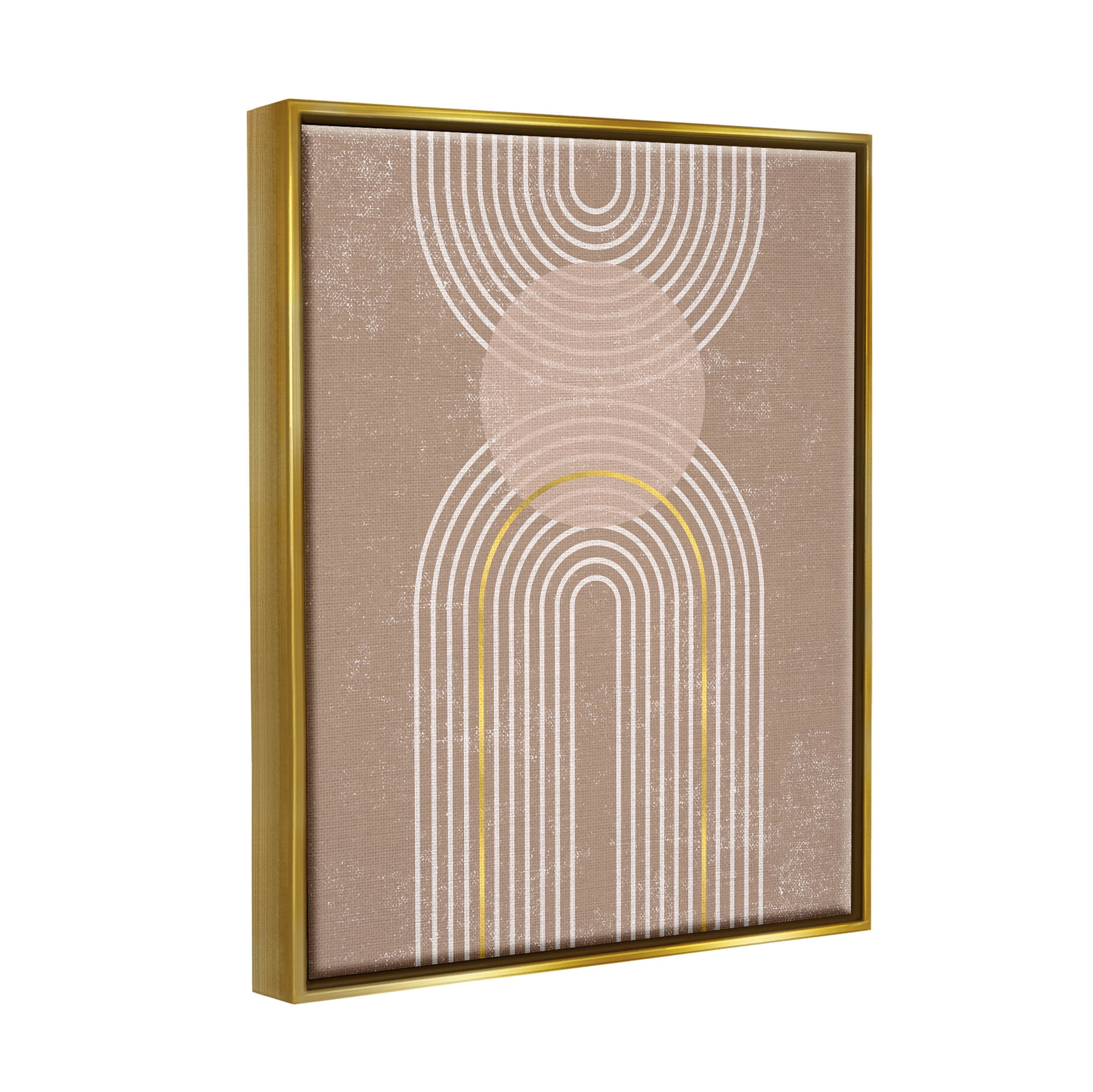 Stupell Industries Striped Arch Shapes Geometric Graphic Art Metallic Gold Floating Framed Canvas Print Wall Art, Design by Caroline Alfreds