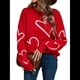 thumbnail image 2 of Suéter de San Valentín para Mujer, de Larga, con Bordado de Corazón, de Punto de Gran Tamaño, Tops. Rojo XL, 2 of 10