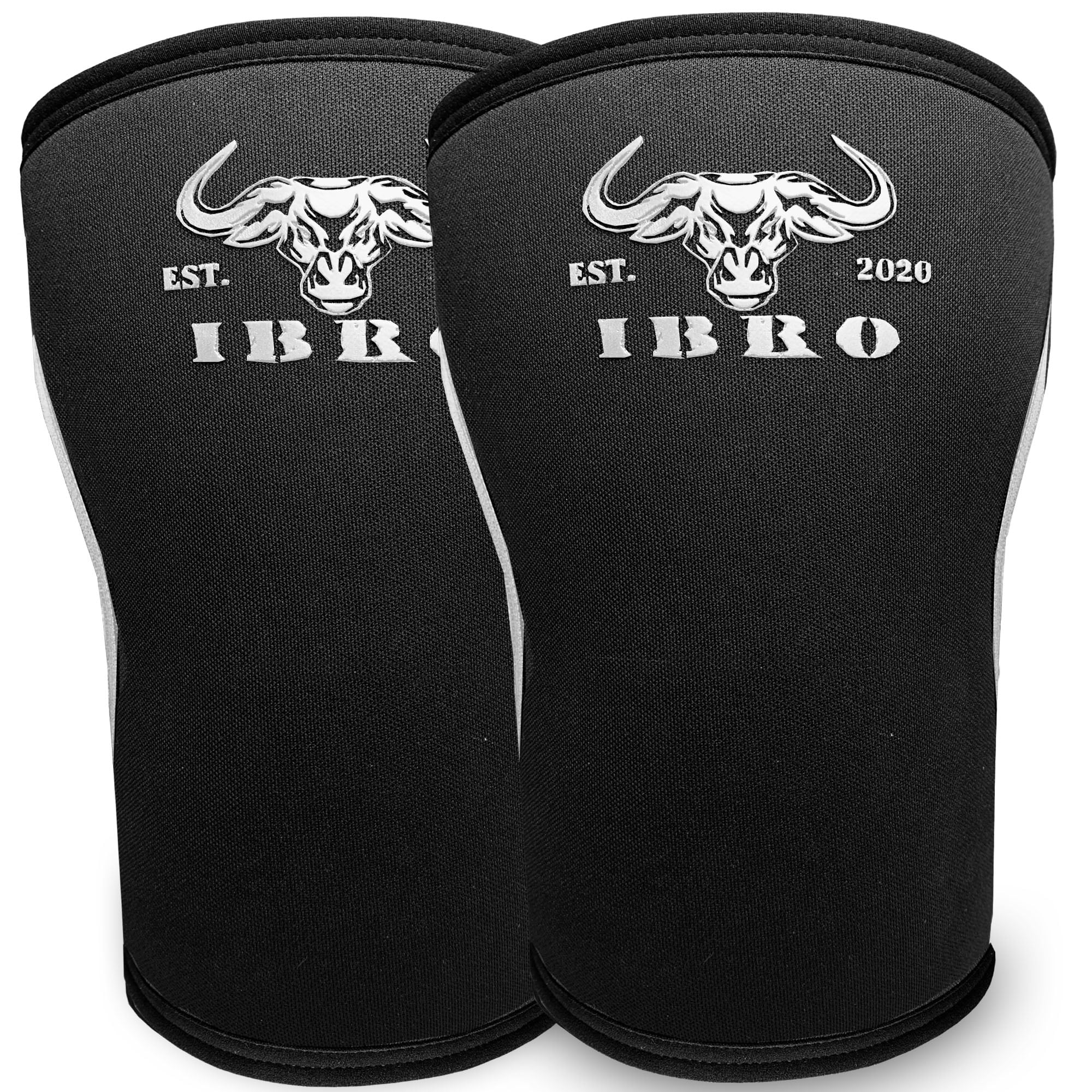 IBRO Premium 7MM Knee Sleeves (Pair) for Weightlifting & Powerlifting, Ultimate Compression Support & Injury Prevention - Squats, Deadlifts - for Men & Women, 1 Year Warranty, BlackWhite XXL