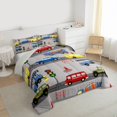 thumbnail image 3 of Castle Fairy Cartoon Car 3 Pieces Queen Comforter Set for Preppy Kids Children,Construction Vehicles Ultra Soft Bedding Sets,Transportation Theme Bedding Comforter Set Breathable, 3 of 8