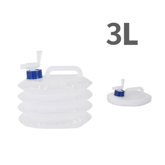 Cubo de agua flexible de 3 l, bolsa de agua plegable de plástico, cubos de almacenamiento de PE para coche, color blanco