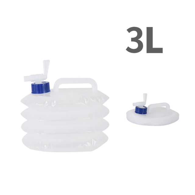Cubo de agua flexible de 3 l, bolsa de agua plegable de plástico, cubos de almacenamiento de PE para coche, color blanco