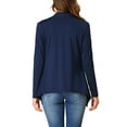 thumbnail image 3 of INSPIRE CHIC Women's Leopard Print Long Sleeve Open Front Cardigan Dark Blue M, 3 of 5