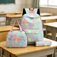 thumbnail image 2 of 3-Piece Gradient Blot Print Nylon Backpack Set, Multi-Pocket Lightweight Daypack with Insulated Lunch Bag and Pencil Case for School Commute Outdoor Travel, 2 of 3