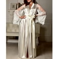 thumbnail image 4 of Bath Robes Womens Casual Long Silk Kimono Dressing Gown Bath Robe Lingerie Nightdress, 4 of 7