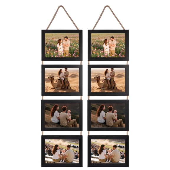 5x7 Picture Frames Collage Set of 2, Black 8 Opening Horizontal Frame for Wall Decor, Gifts for Mom Grandma Women