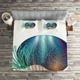 thumbnail image 2 of Ambesonne Pearls Quilted Coverlet 3 Pcs, Underwater Ocean Marine, Queen Size, Multicolor, 2 of 2