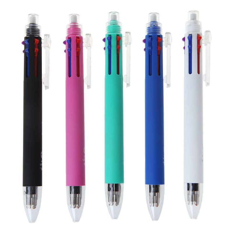 ZPAQI 0.7mm 5 Colors In One Retractable Ballpoint Pens Mechanical Pencil Smooth Writin