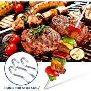 Kabob Skewers, Walfos 10pcs 16.8 inches Long Stainless Steel BBQ Skewers, Flat Metal Shish Kebab Skewers, No Rust & No Spikes, Dishwasher Safe, Great for Grilling, Meat Shrimp and Chicken Vegetable