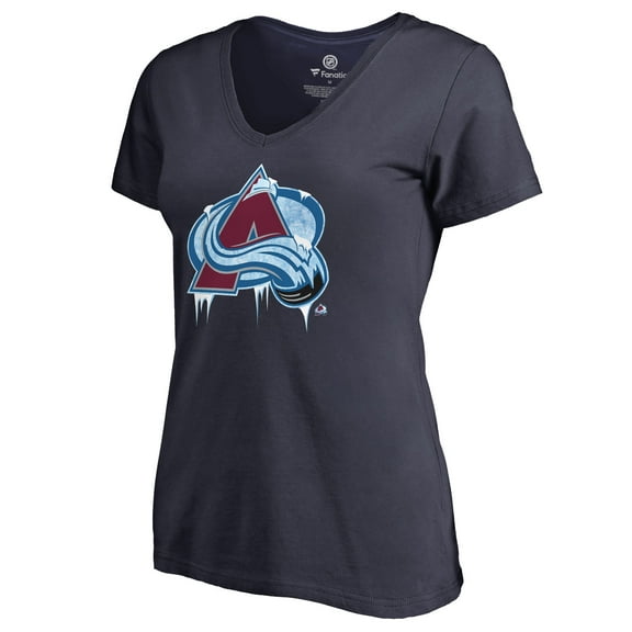 Women's Navy Colorado Avalanche Fan Favorite Team Slogan V-Neck T-Shirt
