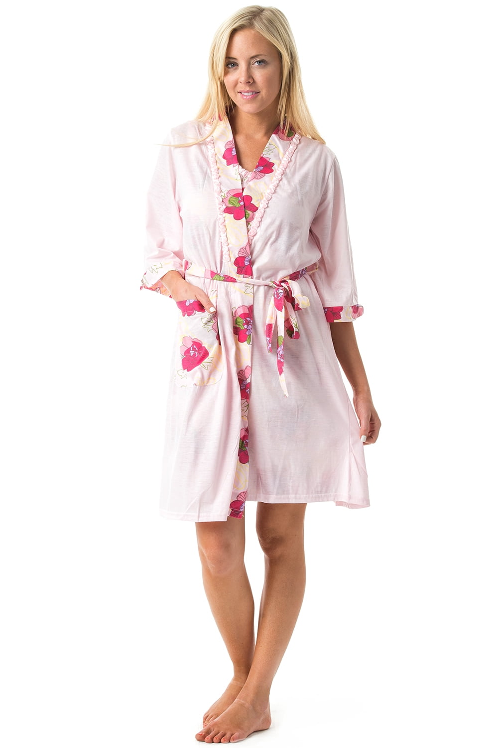 Casual Nights - Women's 2 Piece Floral Robe and Gown Set - Walmart.com - Walmart.com