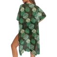 thumbnail image 5 of HELLHERO Monstera Leaf Print Bathing Suit Cover Up High Quality Fabrics Vacation Vibe Free Size Long Kimono Swimsuit Cover Up for Women, 5 of 6