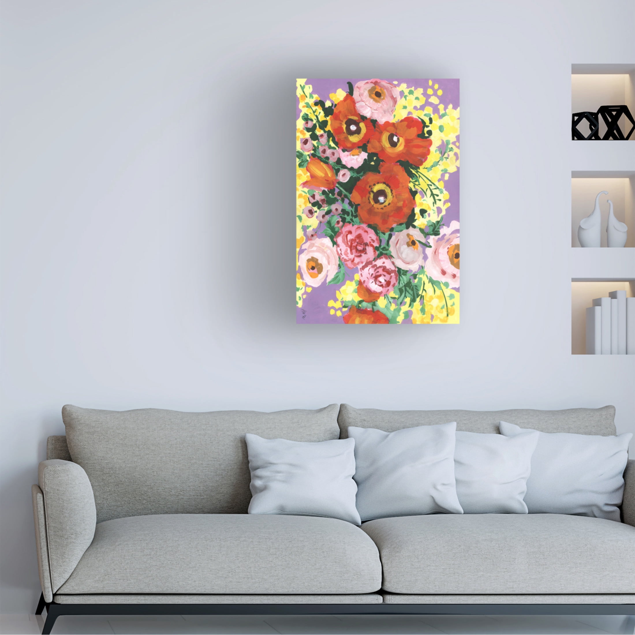 Trademark Fine Art Ania Zwara  Red And Pink Bouquet On Violet Canvas Wall Art