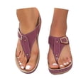 thumbnail image 1 of Ladies Summer Retro Colour Blocking Slippers Rubber Sole Slope Heel Thick Bottom Open Toe Large Size Sandals for Women, 1 of 3