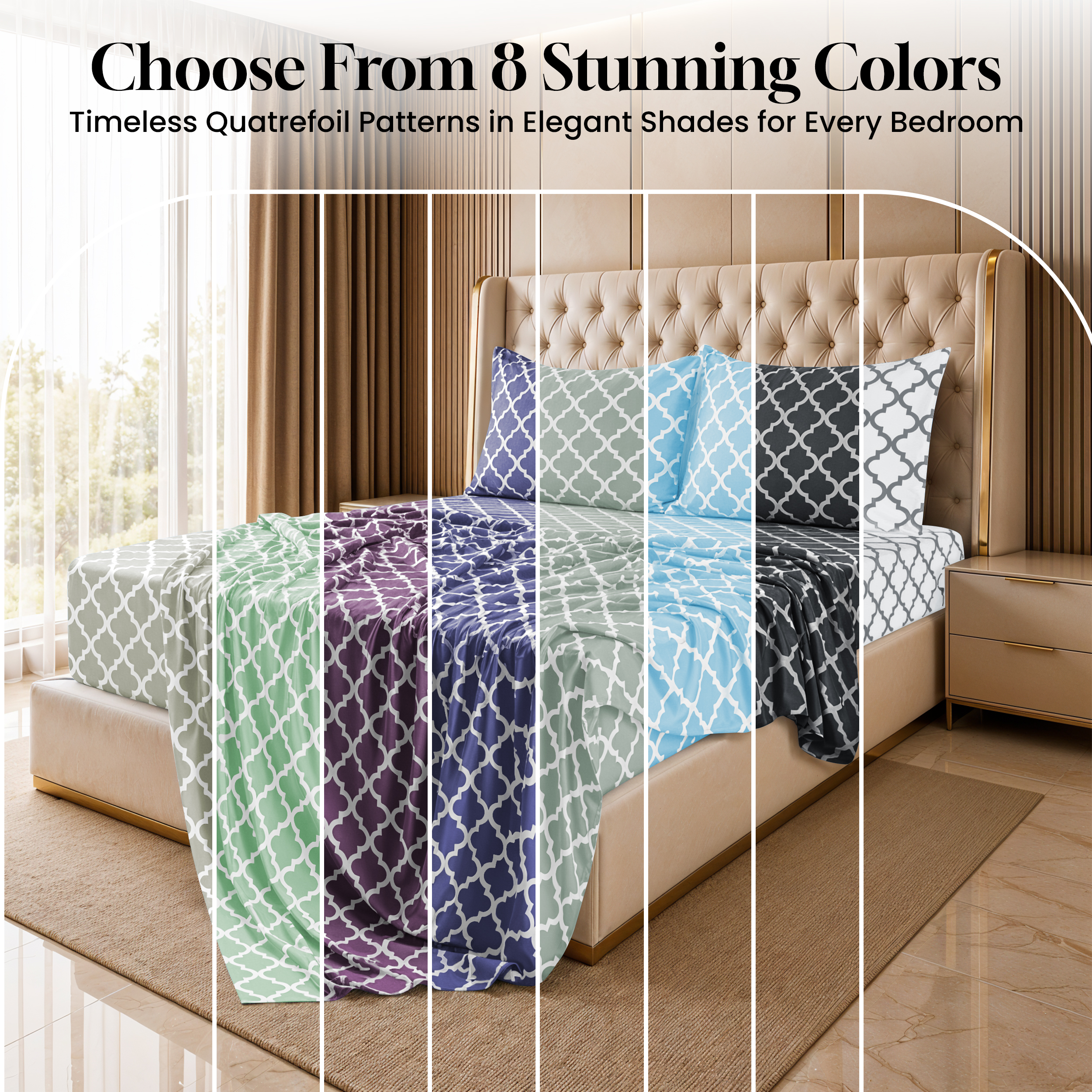 Lux Decor Queen Sheet Set 4-Piece, Purple Quatrefoil photo 7
