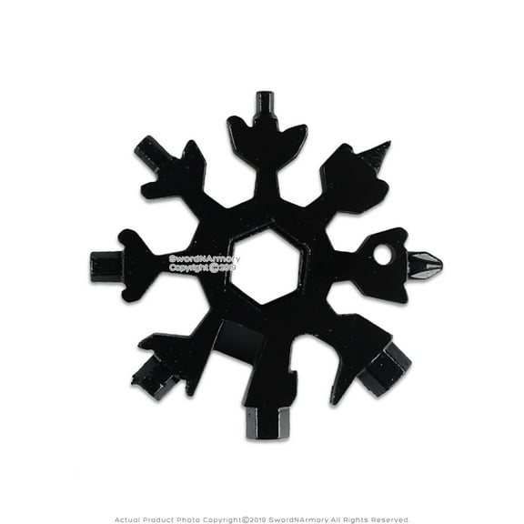 18-in-1 Snowflake Multi-tool Stainless Steel Keychain Black