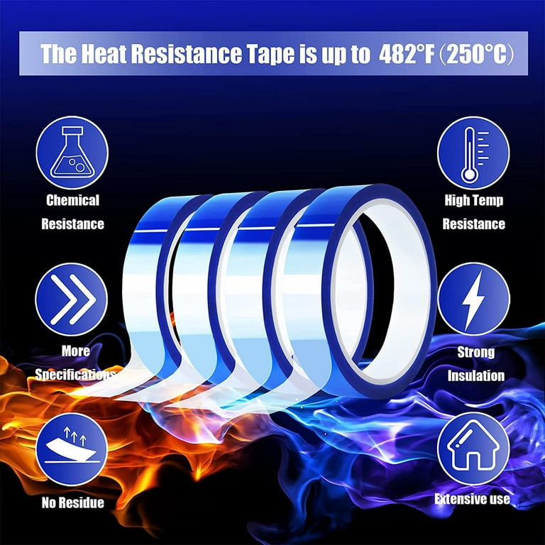 UTNVBTR 4 Rolls 20mm x16m(52ft) Blue Heat Resistant Tape，Heat Transfer Tape  for Heat Sublimation Press Vinyl，and Fixing of Electronic Parts During  Processing，No Residue: : Industrial & Scientific