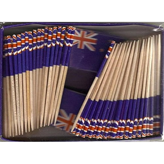 25 Box Wholesale Lot of New Zealand Toothpick Flags, 2500 Small Mini New Zealander Flag Cupcake Toothpicks or Cocktail Picks