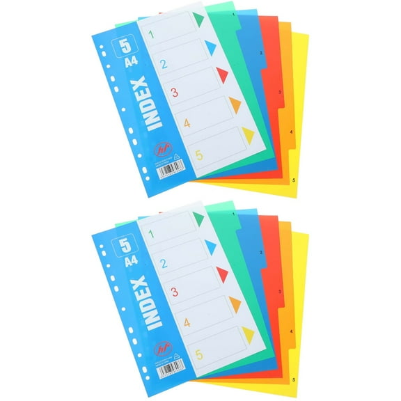 2 Sets A4 Subject Dividers For Binder Top Index Tabs Office