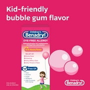 Benadryl Children's Dye-Free Allergy Liquid, Bubble Gum, 4 Oz, 2 Pack