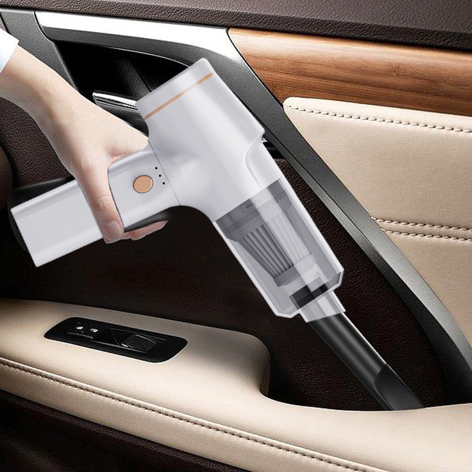 Tuphregyow Cordless Car Vacuum Cleaner - Powerful Suction, Rechargeable, Long-Lasting Battery, Lightweight Handheld Vacuum for Strong and Wireless Cleaning White