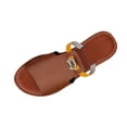 thumbnail image 2 of Fankiway Women's Rhinestone Buckle Flip Flops Flat Open Toe Beach Sandals Comfortable Plus Size Non-Slip Summer Brown 6, 2 of 6