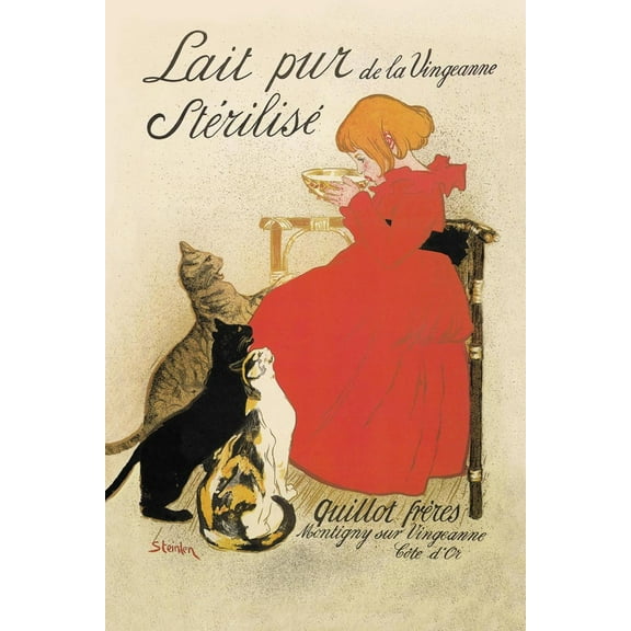 Art.com Lait Pur de la Vingeanne Sterilise Art Print by ThÃ©ophile Alexandre Steinlen, 12" x 18"