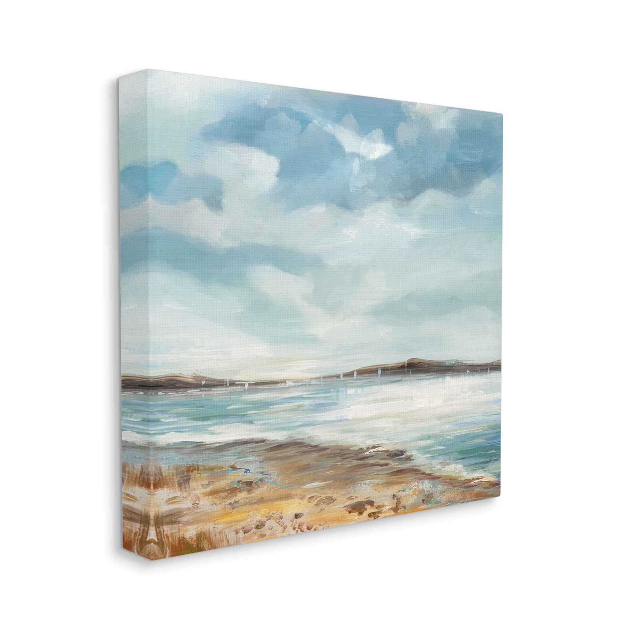 Stupell Industries Abstract Rustic Beach Shore Nature Painting Gallery Wrapped Canvas Art Print Wall Art, 17 x 17