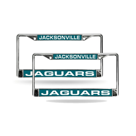 Jacksonville NFL Jaguars Chrome Metal (Set of 2) Laser Cut License Plate Frames