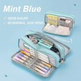 thumbnail image 2 of Large Pencil Case For Girls, School Supplies Pencil Case For Boys And Kids With 3 Compartments, Large Pencil Pouch For Office Supplies, Glacier Blue, 2 of 2