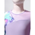 thumbnail image 5 of CHICTRY Kids Girls Long Sleeve Mesh Splice Gymnastics Leotard Short Ballet Dance Biketard Unitard Lavender 8, 5 of 7